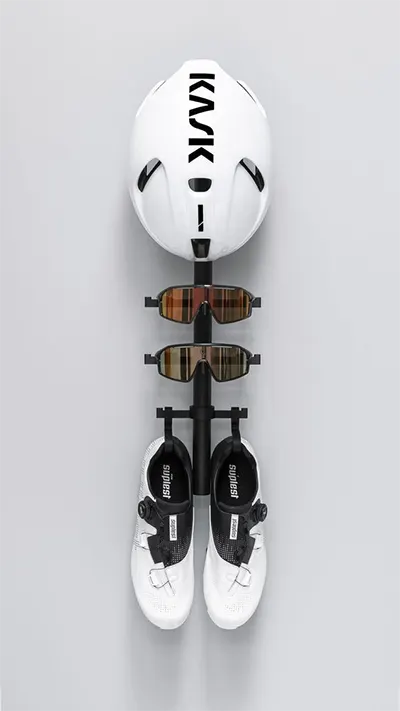 Cycling helmet, sunglasses and shoes
